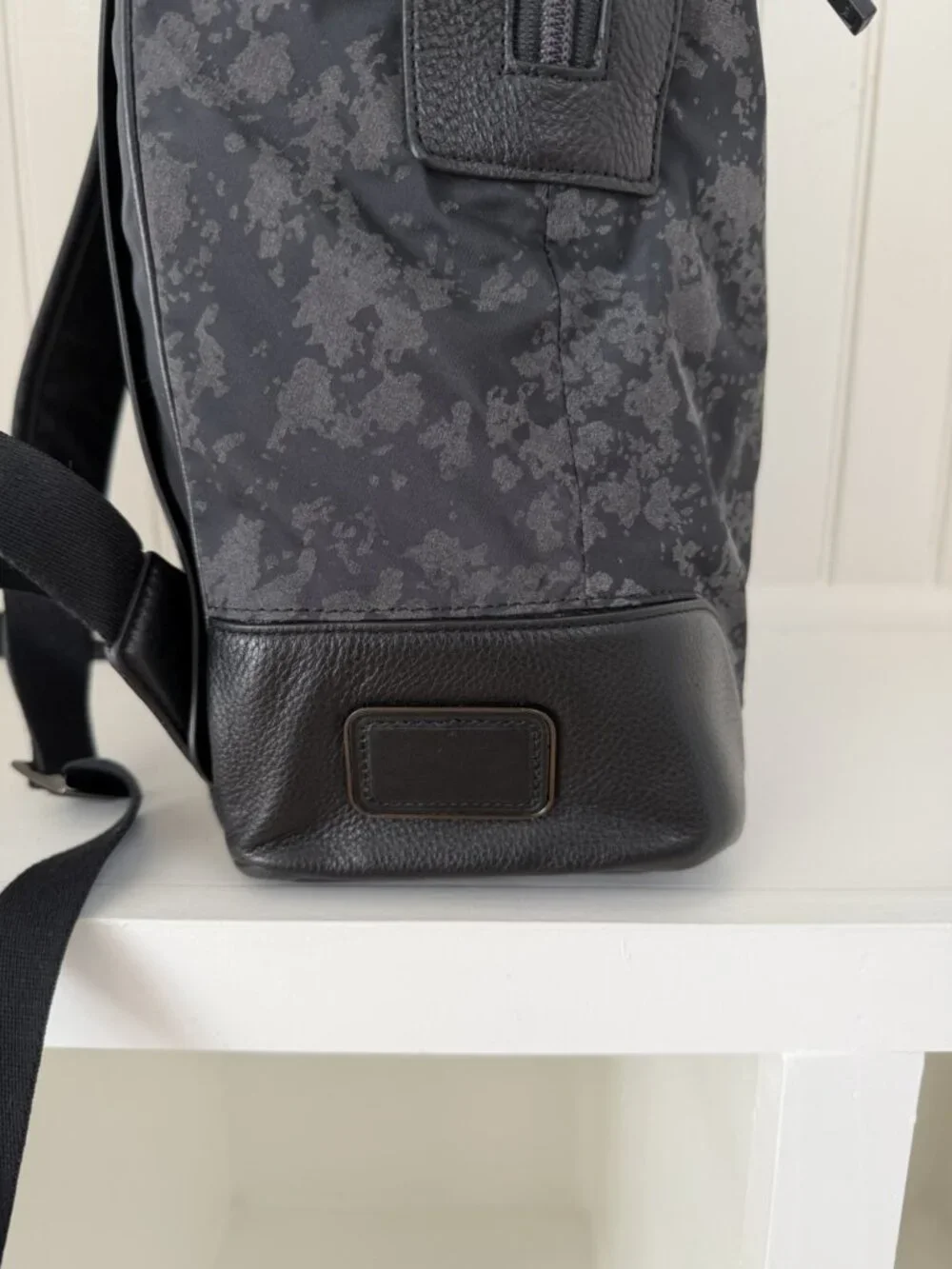 Tumi Dalston Massie Camo Nylon & Leather Laptop Backpack — Black Grey